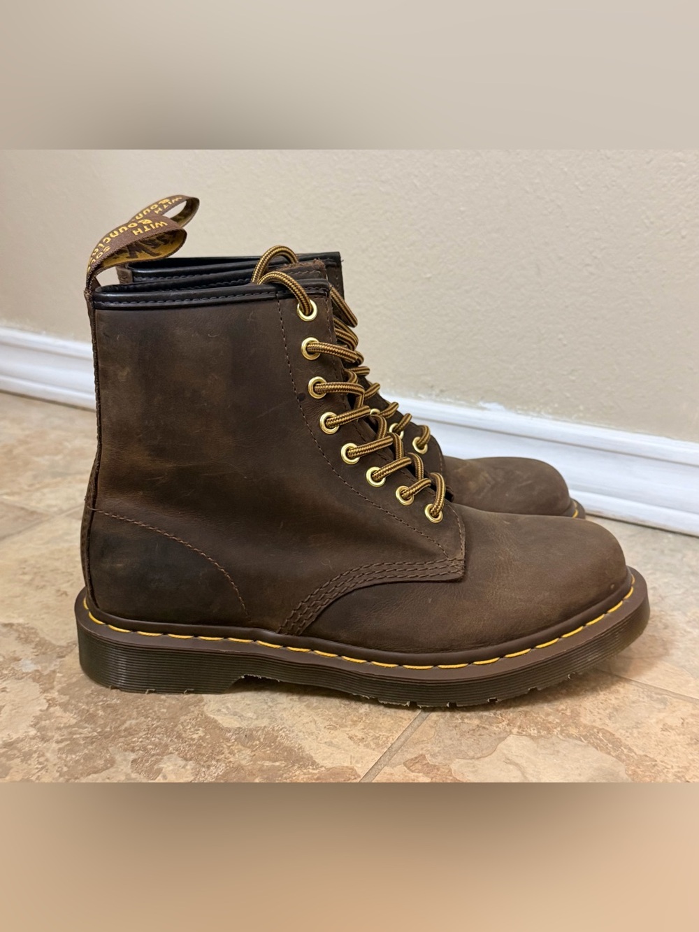 Dr. Martens Brown Leather Lace-Up Combat Boots